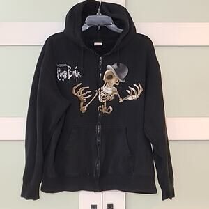 Vintage The Corpse Bride Mr. Bonejangles Hoodie XL Black Tim Burton Goth Rare
